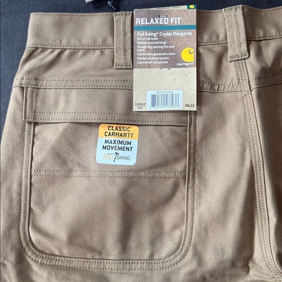 Carhartt Men's Full Swing Cryder Dungaree Work Pants 38 x 32 Tan NEW - Picture 11 of 13